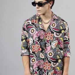 Hancock Men Floral Printed Relaxed Fit Casual Resort Shirt-image-70