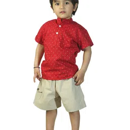 Freesia Array Boys Standard Geometric Printed Short Sleeves Cotton Casual Shirt-image-18