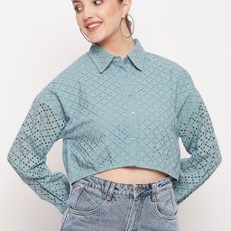 Madame Shirt Collar Schiffili Shirt Style Crop Top-image-23