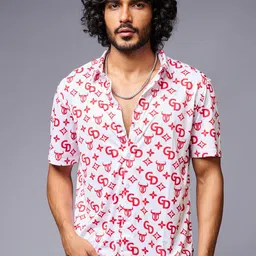 GO DEVIL Typography Printed Spread Collar Casual Shirt-image-63