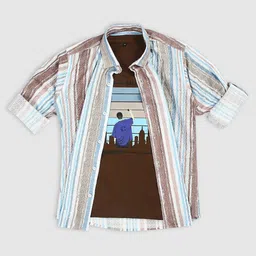 CAVIO Boys Comfort Vertical Stripes Casual Shirt With T-shirt-image-14