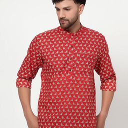 Spring Soul Comfort Opaque Printed Cotton Slim Collar Casual Shirt-image-74