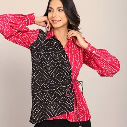 KAORI BY SHREYA AGARWAL Bliss Bandhej Printed Cotton Opaque Wrap Top-picture-12