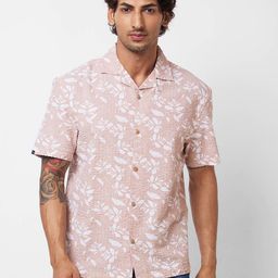 SPYKAR Floral Printed Cuban Collar Cotton Casual Shirt-image-93