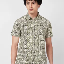 SPYKAR Printed Spread Collar Cotton Casual Shirt-image-86