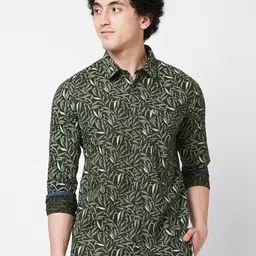 SPYKAR Printed Spread Collar Cotton Casual Shirt-image-30