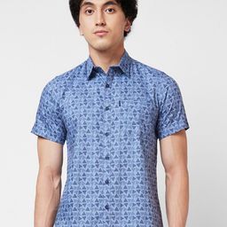 SPYKAR Spread Collar Short Sleeves Floral Printed Casual Cotton Shirt-image-70