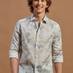 THINC Men Spread Collar Floral Printed Cotton Casual Shirt-image-85