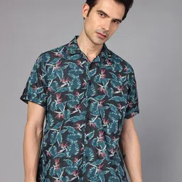 DON VINO Classic Relaxed Fit Floral Printed Cuban Collar Pure Cotton Casual Shirt-image-89