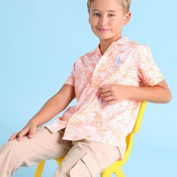 U.S. Polo Assn. Kids Boys Classic Floral Printed Spread Collar Regular Fit Casual Shirt-image-45
