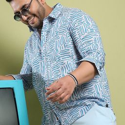 Instafab Plus Size Abstract Printed Classic Regular Fit Cotton Casual Shirt-picture-41