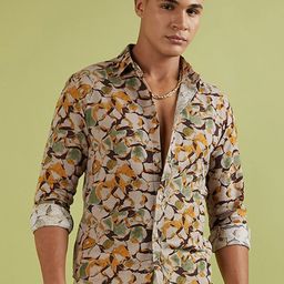 Campus Sutra Classic Abstract Printed Spread Collar Long Sleeve Cotton Casual Shirt-image-57