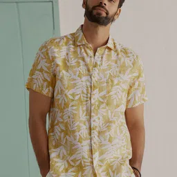 Andamen Premium Slim Fit Floral Printed Linen Casual Shirt-image-31