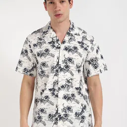 Tommy Hilfiger Men Cuban Collar Floral Printed Cotton Casual Shirt-picture-35