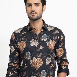 RARE RABBIT Men Marne Regular Fit Floral Printed Cotton Shirt-image-60