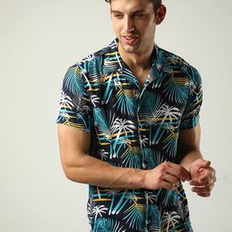 VUDU Comfort Fit Tropical Printed Casual Shirt-image-41