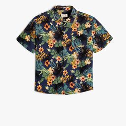 Koton Boys Floral Printed Spread Collar Short Sleeves Casual Shirt-image-43