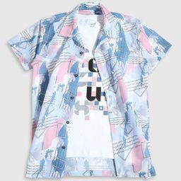 CAVIO Boys Standard Abstract Printed Cotton Casual Shirt With T-Shirt-image-25