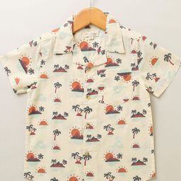 Sweetlime By AS Boys Standard Fit Conversational Printed Cuban Collar Cotton Linen Shirt-picture-12