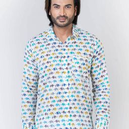 Kartikeya Jaipur Elephant Printed Standard Cotton Opaque Casual Shirt-image-23