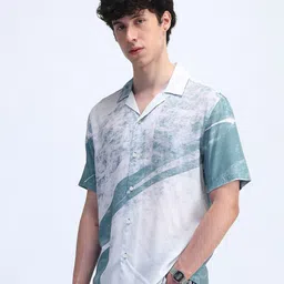 Flying Machine Men Cuban Collar Colourblocked Casual Shirt-picture-3
