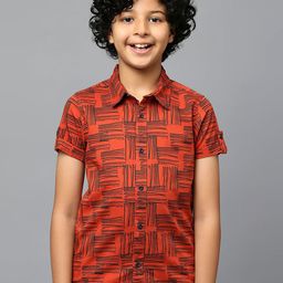 Killer Boys Classic Abstract Printed Roll Up Sleeve Pure Cotton Casual Shirt-image-50