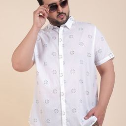 Sztori Classic Short Sleeves Spread Collar Cotton Opaque Printed Casual Shirt-image-79