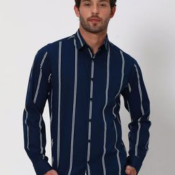 Mufti Slim Fit Striped Pure Cotton Casual Shirt-image-100