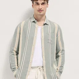 THE BEAR HOUSE Men Slim Fit Opaque Striped Casual Shirt-image-74
