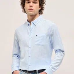 THE BEAR HOUSE Men Speread Collar Vertical Striped Cotton Slim Fit Casual Shirt-picture-18