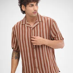 SPYKAR Men Striped Cuban Collar Slim Fit Casual Shirt-image-61