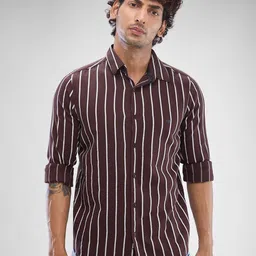 SPYKAR Men Striped Spread Collar Slim Fit Casual Shirt-image-80