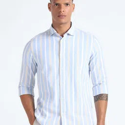 Flying Machine Slim Fit Vertical Stripes Cotton Twill Casual Shirt-picture-28