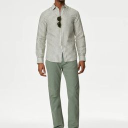 Marks & Spencer Vertical Striped Spread Collar Casual Shirt-picture-1