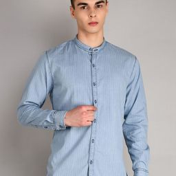 TIM PARIS Men Striped Standard Band Collar Cotton Casual Shirt-image-21