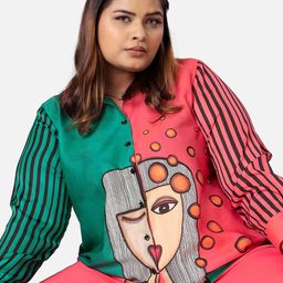 NEOFAA Plus Size Graphic Printed Spread Collar Casual Shirt-18