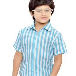BAESD Boys Comfort Vertical Stripes Spread Collar Cotton Casual Shirt-image-14