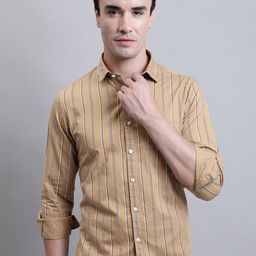 Cantabil Comfort Striped Opaque Cotton Casual Shirt-image-85