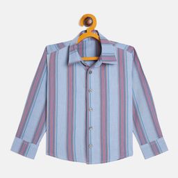 JWAAQ Boys Relaxed Fit Multi Striped Cotton Casual Shirt-image-94