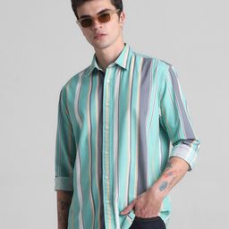 Jack & Jones Slim Fit Multi Striped Casual Pure Cotton Shirt-image-69