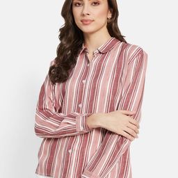 METTLE Striped Spread Collar Casual Pure Cotton Shirt-image-1