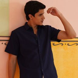 Indian Needle Men Classic Spread Collar Textured Casual Shirt-image-46