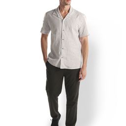 Celio Men Striped Cuban Collar Casual Shirt-image-80