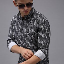 SHOWOFF Men Black Comfort Printed Cotton Casual Shirt-image-27