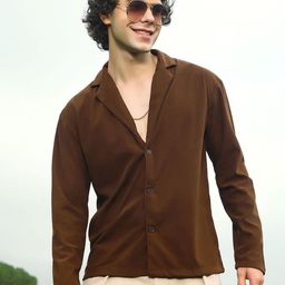Campus Sutra Men Relaxed Fit Cuban Collar Textured Cotton Casual Shirt-picture-21