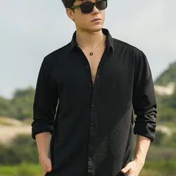 Campus Sutra Men Relaxed Fit Spread Collar Textured Casual Shirt-image-71