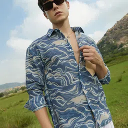 Campus Sutra Men Relaxed Fit Spread Collar Abstract Printed Casual Shirt-image-99