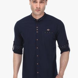Kuons Avenue Men Blue Slim Fit Opaque Linen Cotton Casual Shirt-image-70