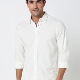 R&B Men Spread Collar Textured Cotton Casual Shirt-image-72