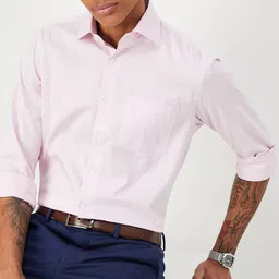max Self Design Spread Collar Long Sleeves Opaque Cotton Casual Shirt-image-4